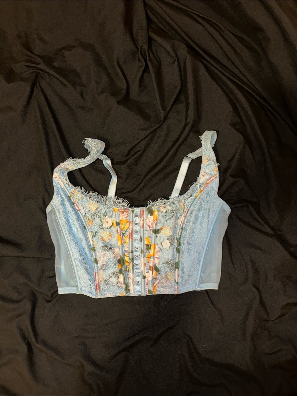 Light Blue Floral Lace Bustier corset Top